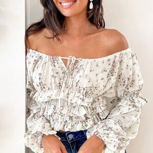 Floral Off-Shoulder Ruffle Top